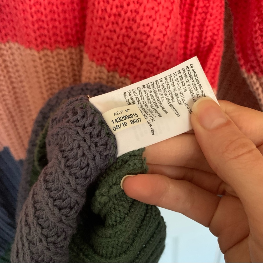 AEO Colorblock Stripe Knit Mock Neck Pullover Sweater - Picture 6 of 7